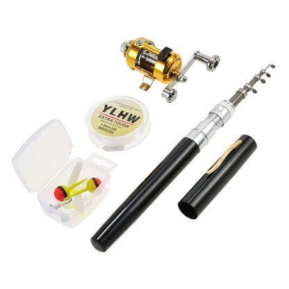 Telescopic Portable Pocket Pen Fishing Rod reel Fishing Line Soft Lures Baits Jig Hooks