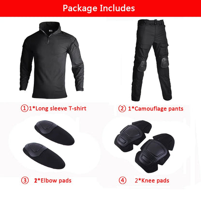 Camo Tactical Uniform Ripstop Suit Multi Pocket Suits Hunting Pants/ Shirts Clothes Sets