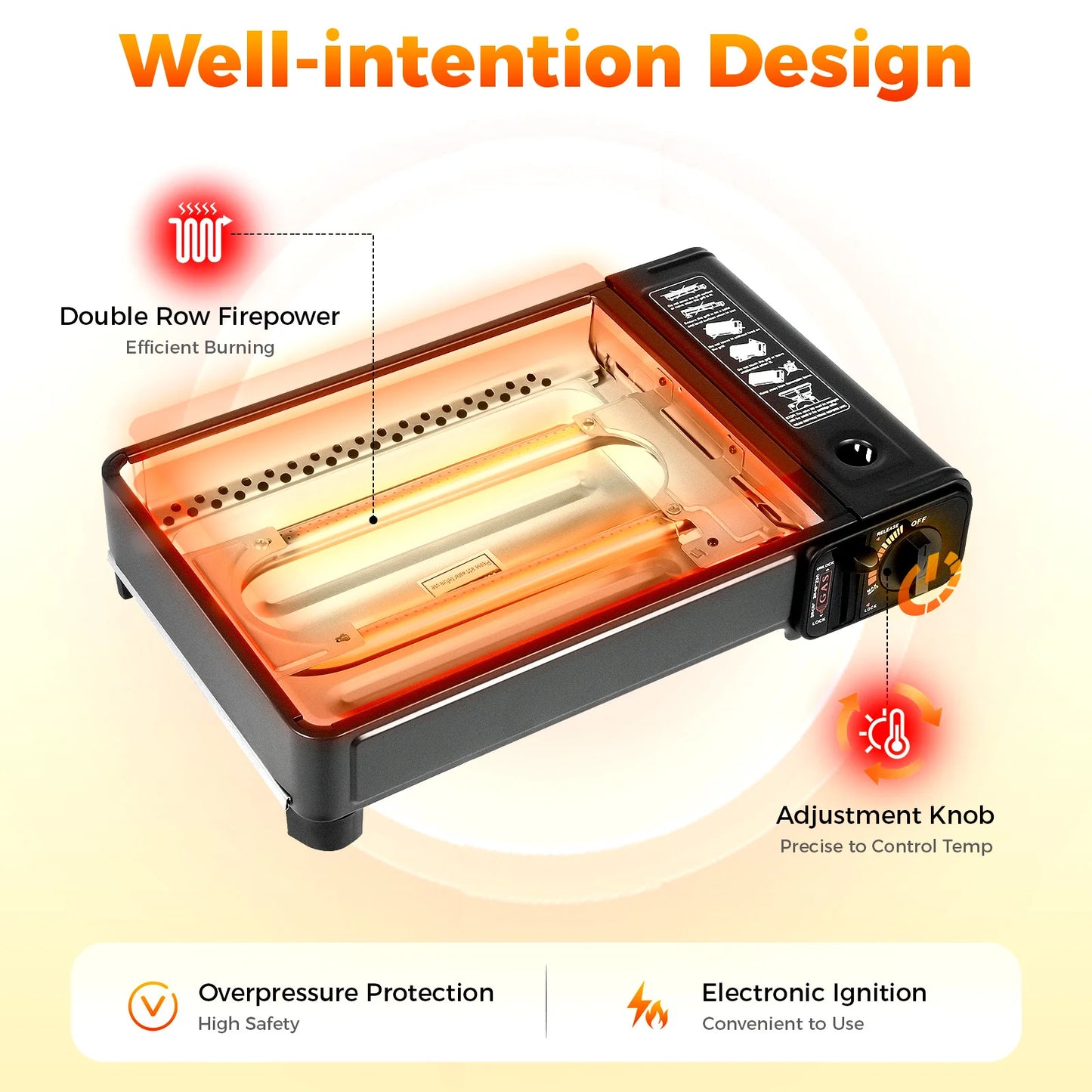 Portable Camping Grill Gas Stove BBQ Grills with Storage Box