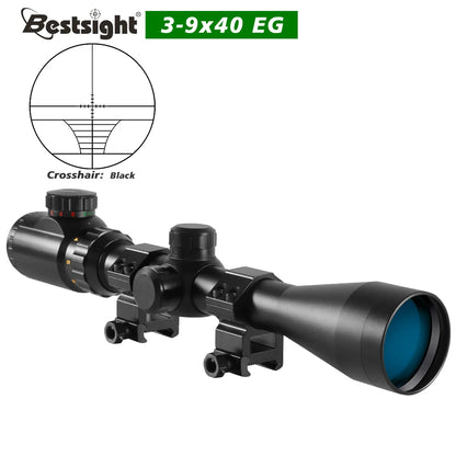 3-9x40 Rifle Sniper Scope Red or Green Illuminated Optical with Mounts