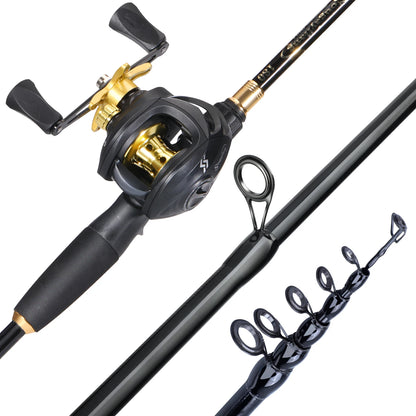 Telescopic Fishing Rod and 7.2:1 High Speed Fishing Reel with Freshwater