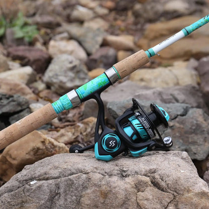 2-Piece 5'6" Graphite & Fiberglass Fishing Rod Combo with Quickset Anti-Reverse Reel,