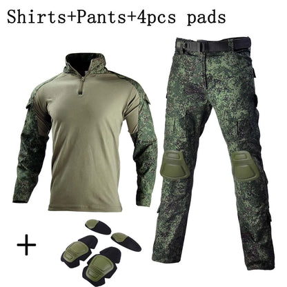 Camo Tactical Uniform Ripstop Suit Multi Pocket Suits Hunting Pants/ Shirts Clothes Sets