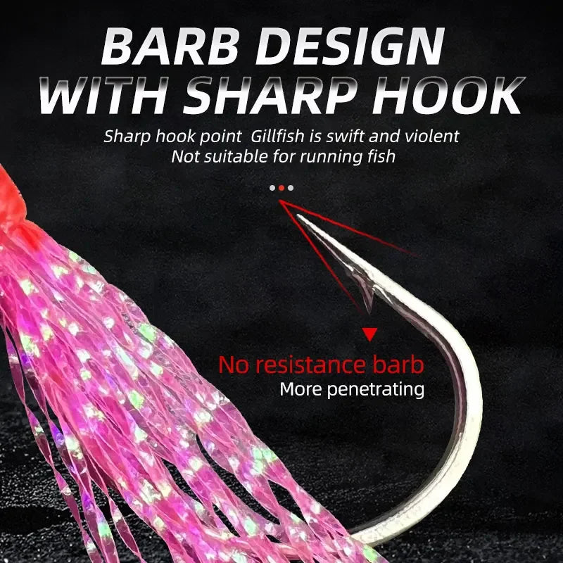 6 String Hooks Flasher Mackerel Feather Fishing Bait Rigs