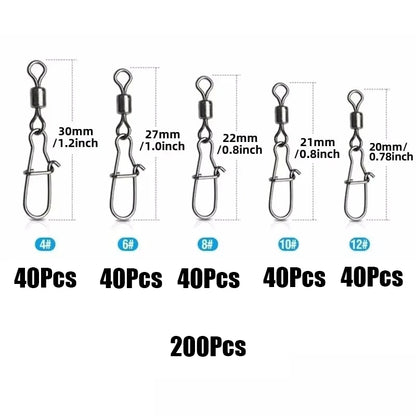 Stainless Steel Fishing Swivel Snaps 4#-12# Rolling Bearing Duo-Lock Connector