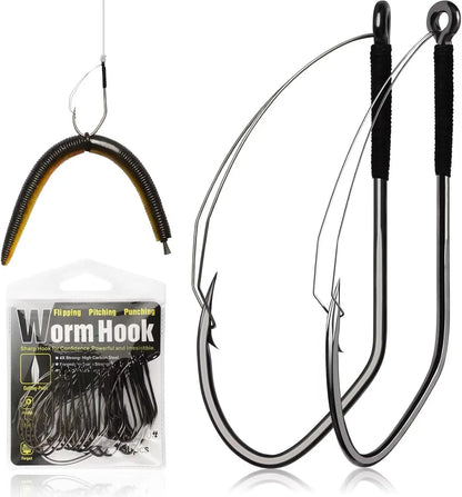 Weedless Worm Hooks Wacky Rig Hooks Texas Rig Hooks 30PCS Professional V