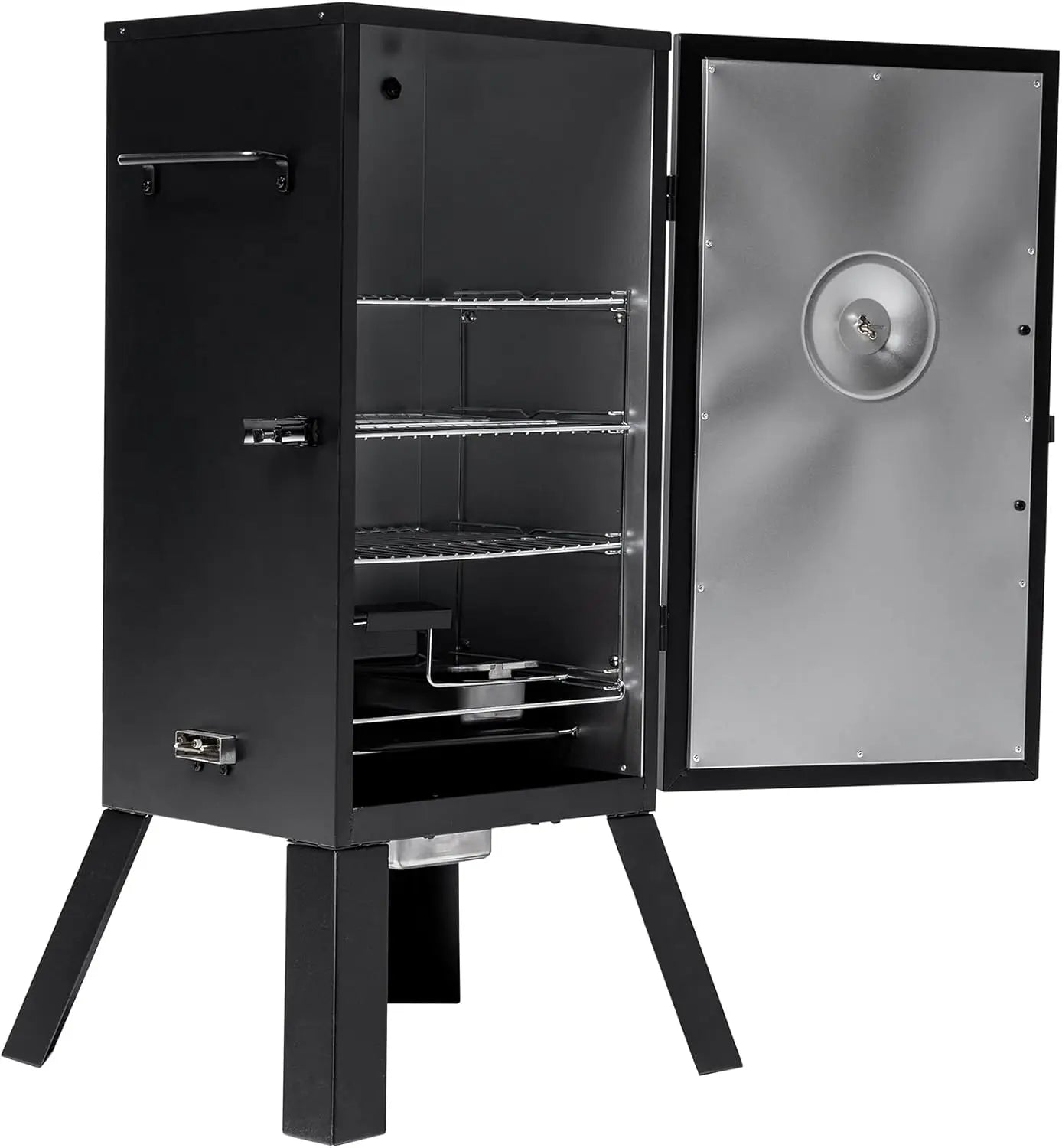 30-Inch Electric Vertical BBQ Smoker with Analog Control, 535 Sq In Cooking Space, Black