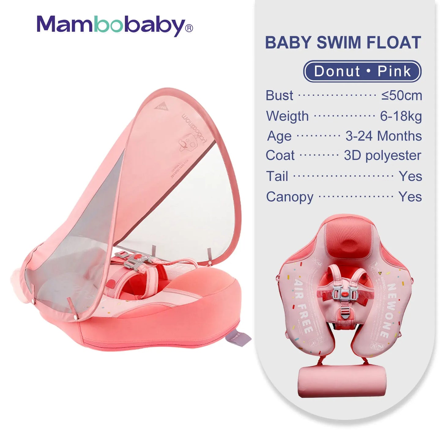 Non-Inflatable Baby Float with Canopy