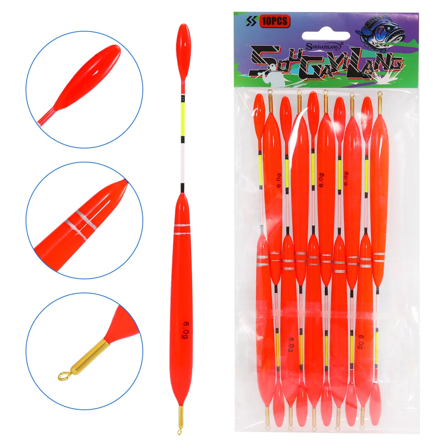 10 PC Fishing Float Set 3-6g Nano Material Streamline Design