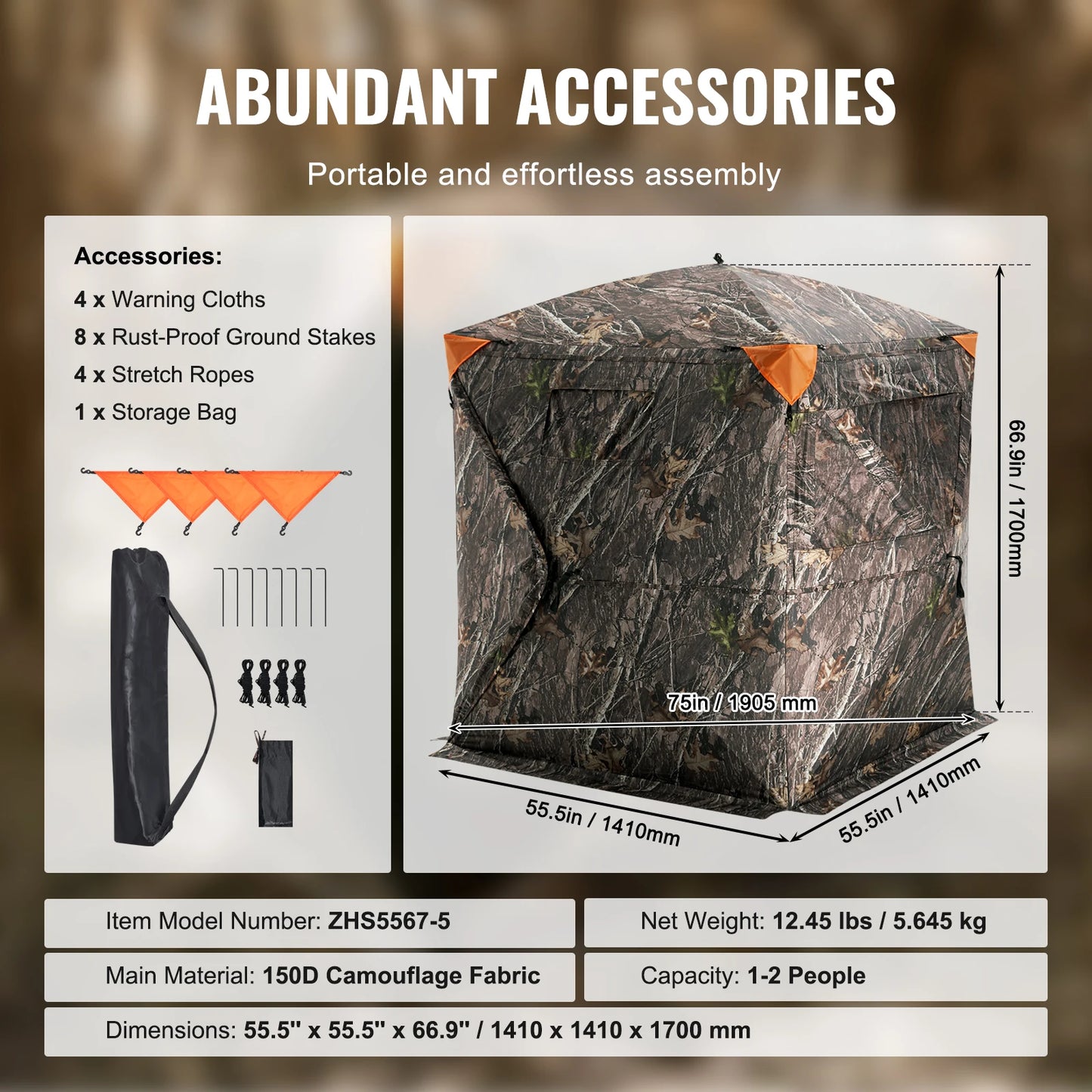 Hunting Blind 270° See Through Ground Blind 2-3 Person