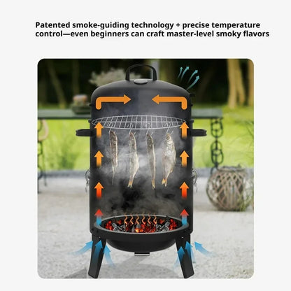 3-Tier Charcoal Smoker Grill,