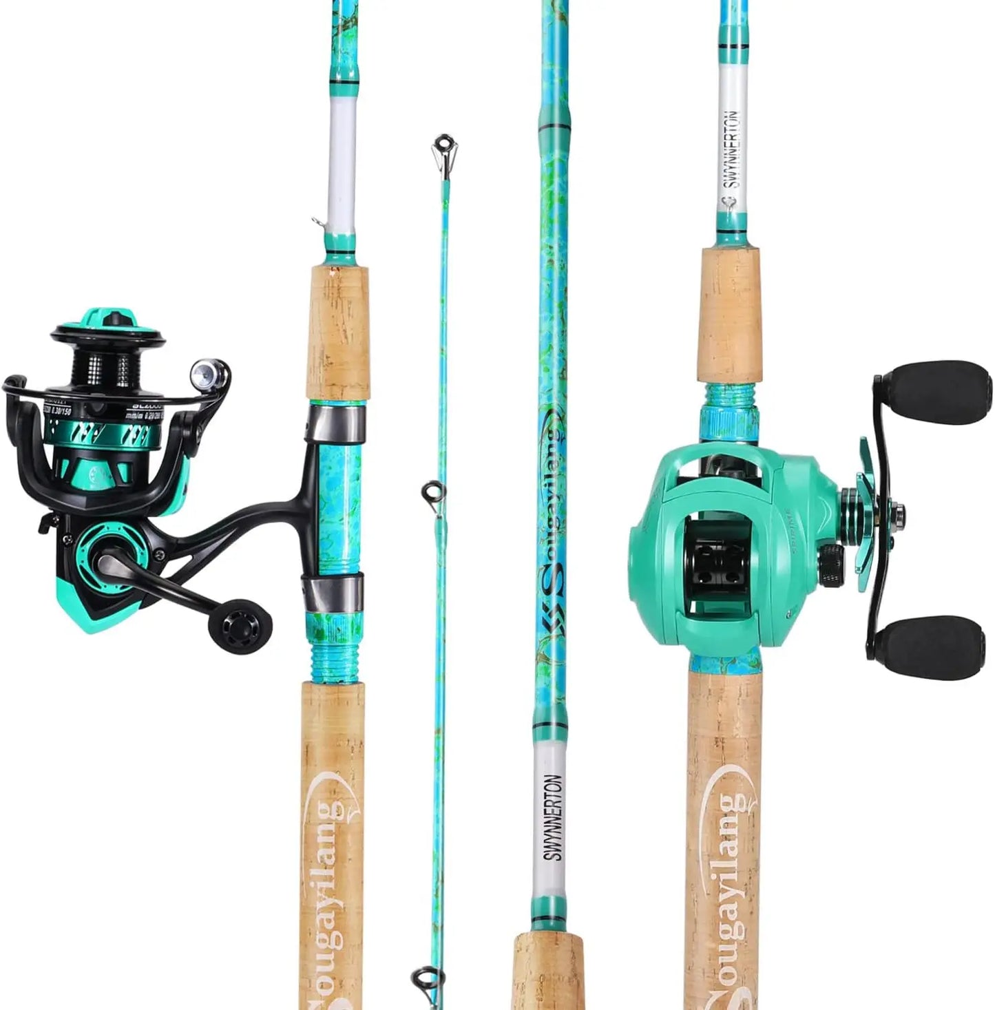 2-Piece 5'6" Graphite & Fiberglass Fishing Rod Combo with Quickset Anti-Reverse Reel,