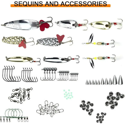 318-Piece Fishing Tackle Kit: Soft Lures, Hooks, Sinkers, Jigs, Crankbaits, Minnows, Swivels, Beads