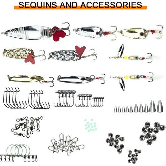318-Piece Fishing Tackle Kit: Soft Lures, Hooks, Sinkers, Jigs, Crankbaits, Minnows, Swivels, Beads