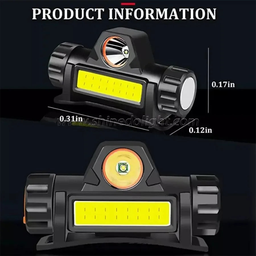 5PCS Rechargeable COB LED USB Headlamp Powerful High-brightness Head-mounted