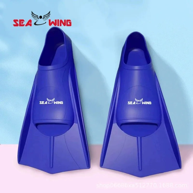 Swimming training with fins wrapped around the feet design