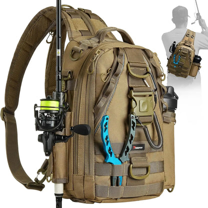 Fishing Tackle Backpack with Rod & Gear Holder,