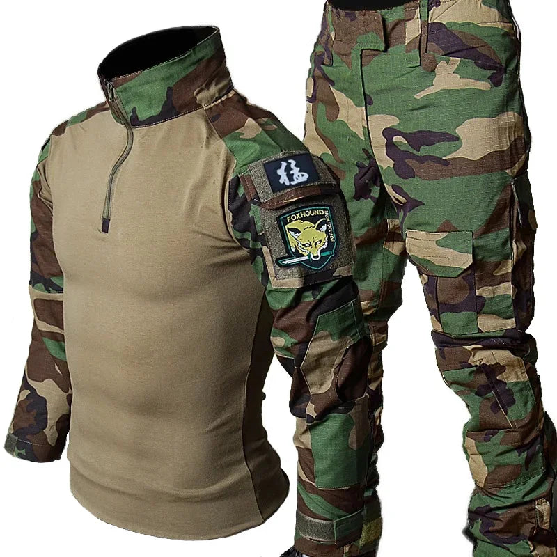 Camo Tactical Uniform Ripstop Suit Multi Pocket Suits Hunting Pants/ Shirts Clothes Sets