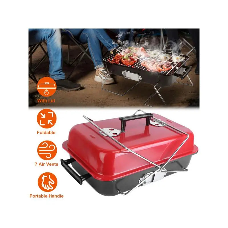 Portable Charcoal Grill Tabletop Grill with Lid