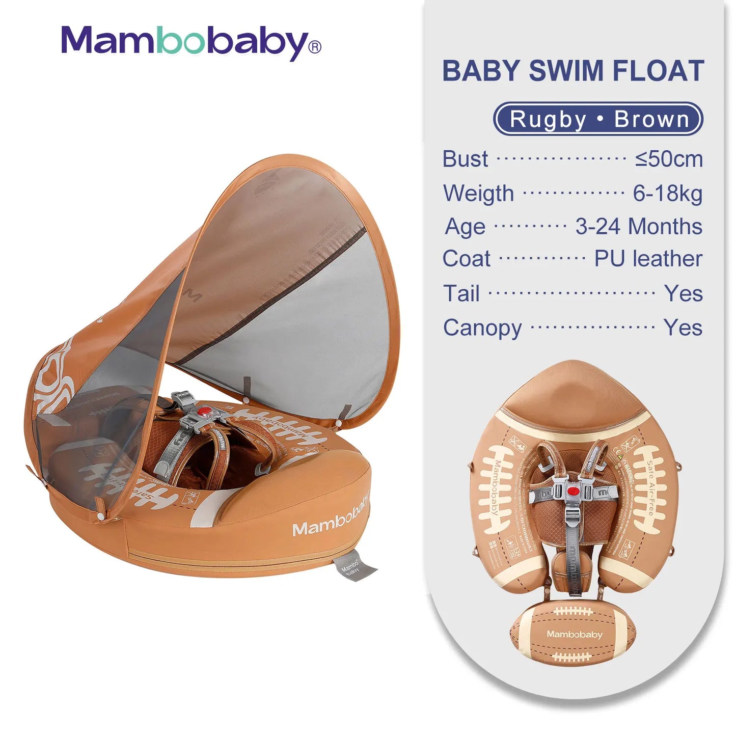 Non-Inflatable Baby Float with Canopy