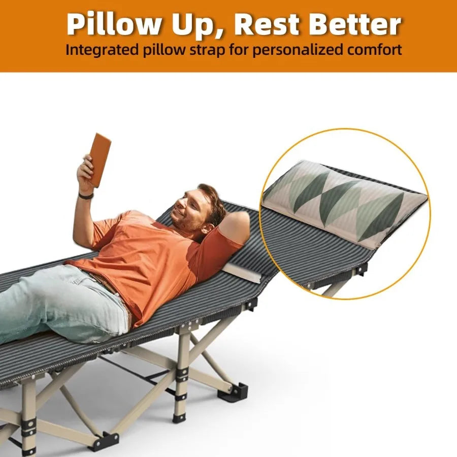 Foldable Camping Cot for Sleeping with Reinforced Aluminum