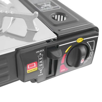 2-Burner Family Camping Gas Stove with Grill Pan