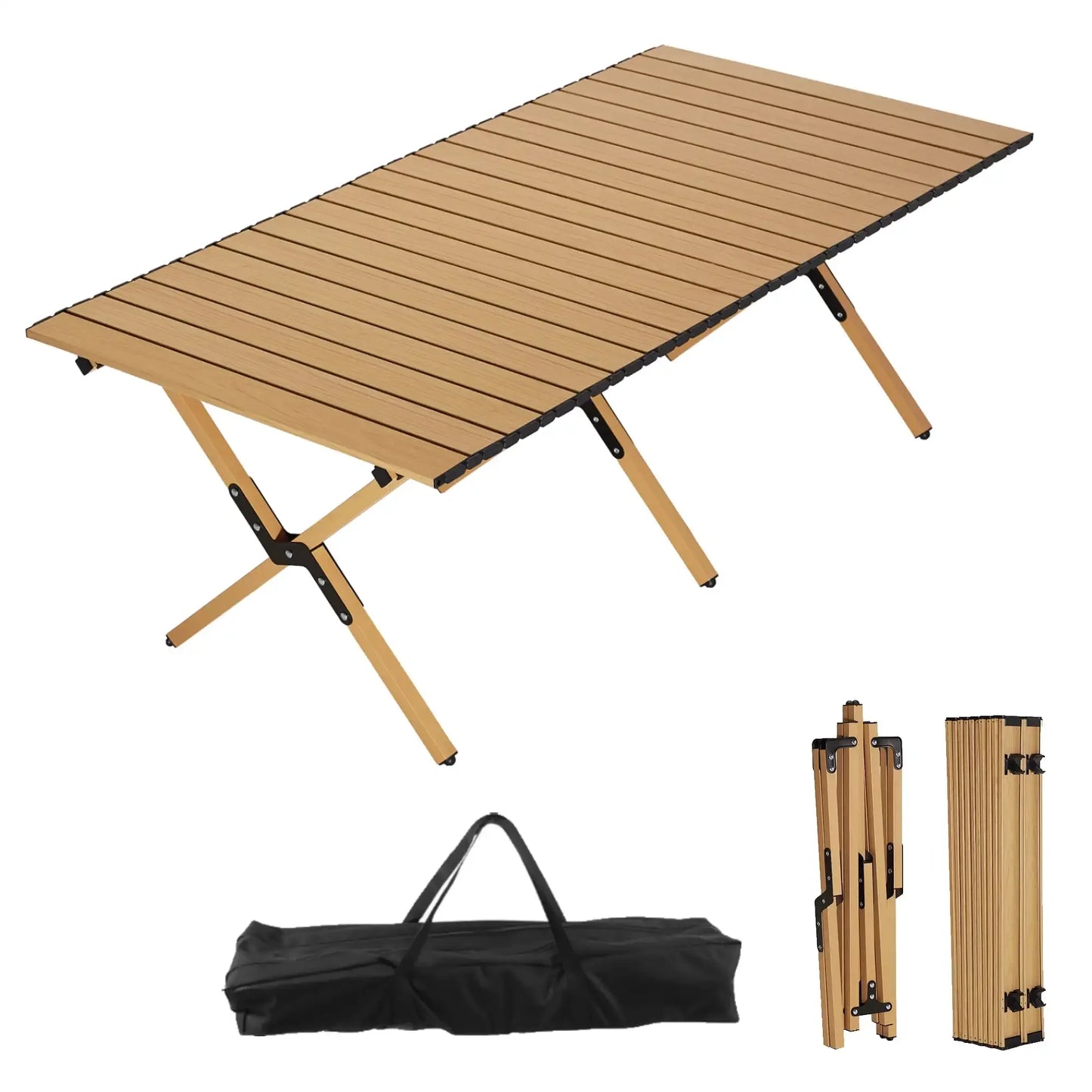 Portable Roll-Top Camping Table, 47.3" x 23.2" x 17.7"