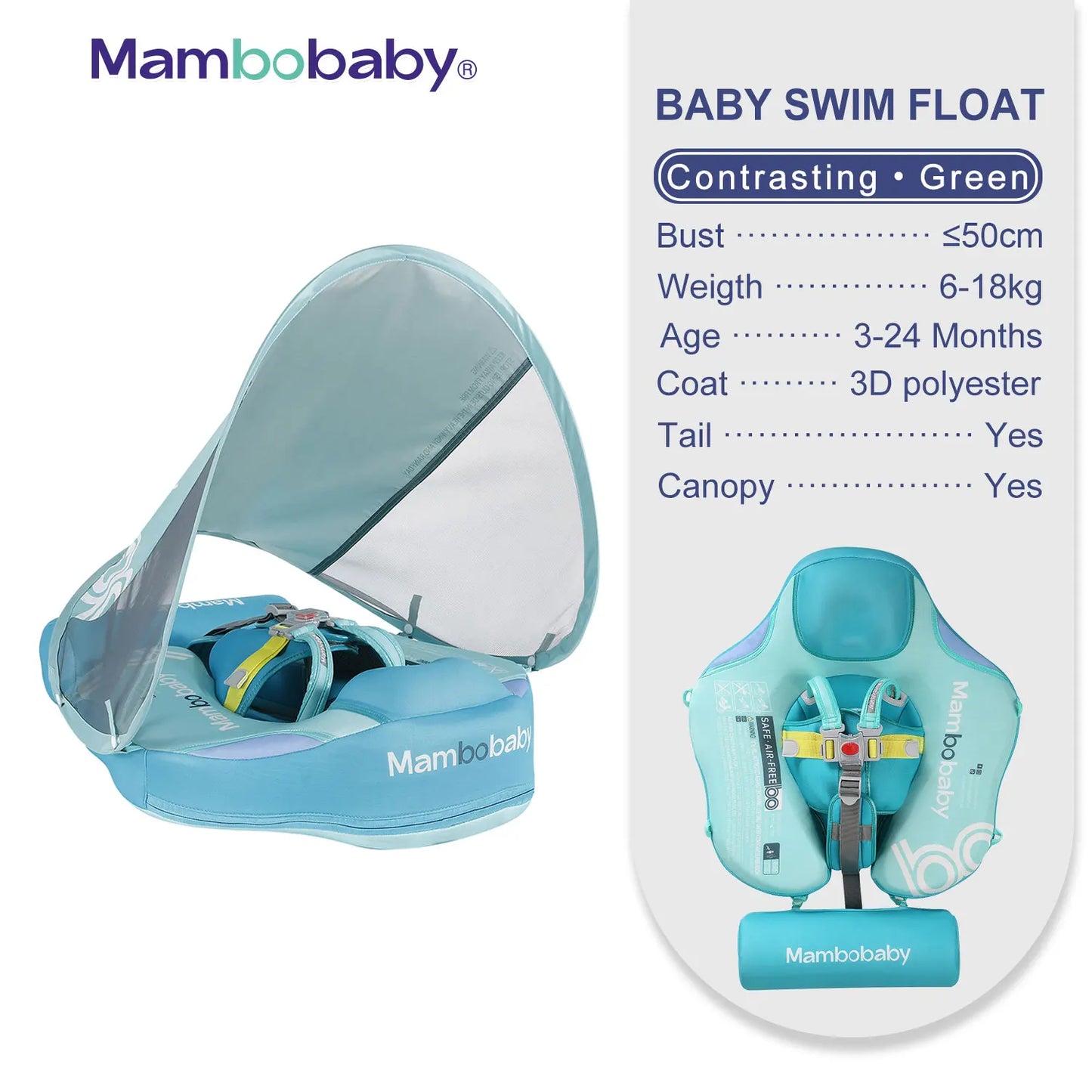 Non-Inflatable Baby Float with Canopy