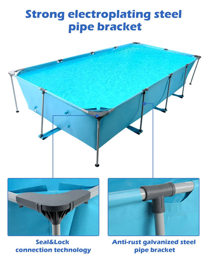 Above Ground Outdoor 178" x 87" Swimming Pool with Metal Frame for Backyard Use