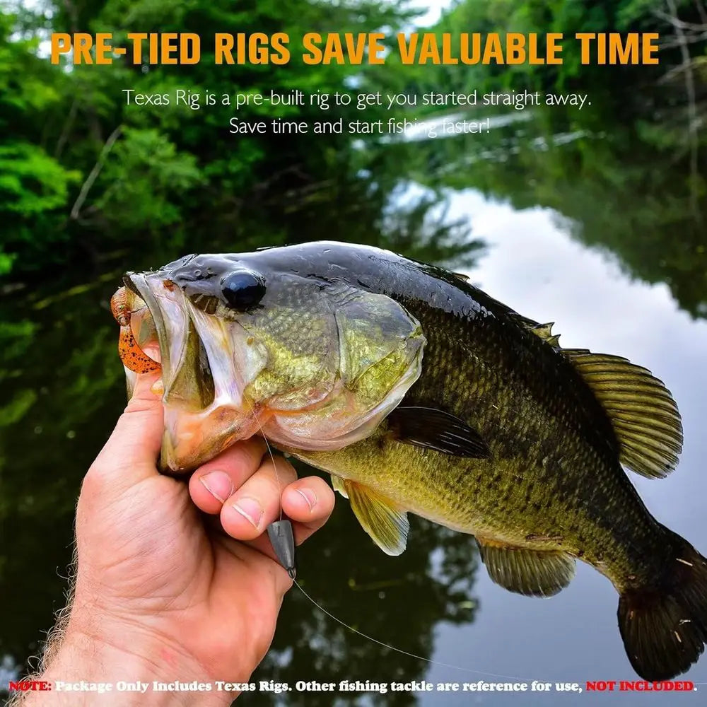 5pcs Texas Rigs with Hooks, Swivels, Fluorocarbon Line & Various Weights