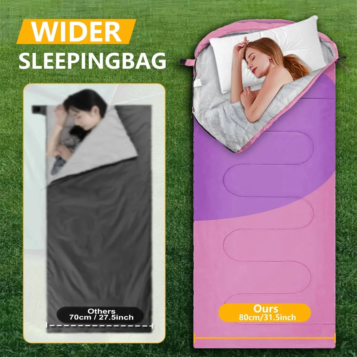4 Season Warm Envelope Backpacking Sleeping Bags for Outdoor Traveling Hiking