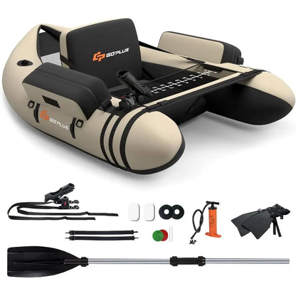 Inflatable Float Tube, Fishing Boat with Fish Ruler, Pump, Storage Bag, Adjustable Straps
