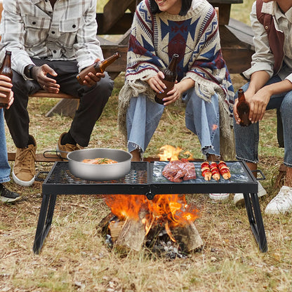 Folding 22.4 Portable Camping Grates Over Fire Pit