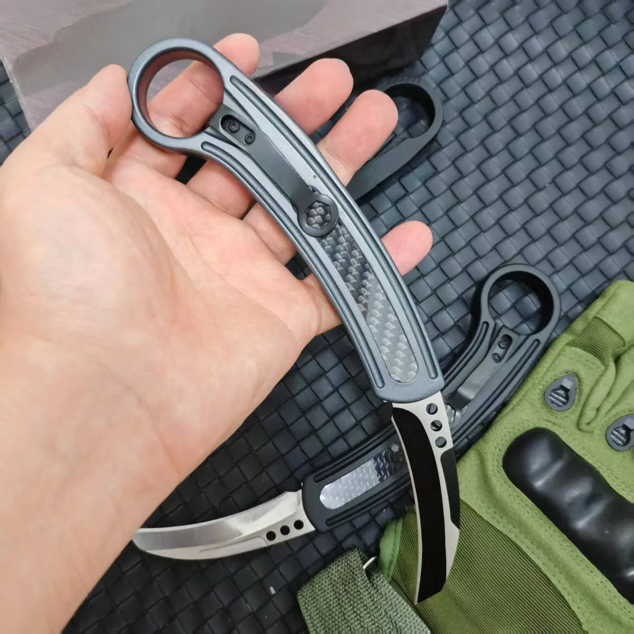 Pocket Knife 440C Steel Blade Aluminum Handle