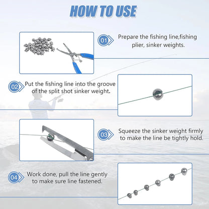 60Pcs Split Shot Fishing Weights Sinkers