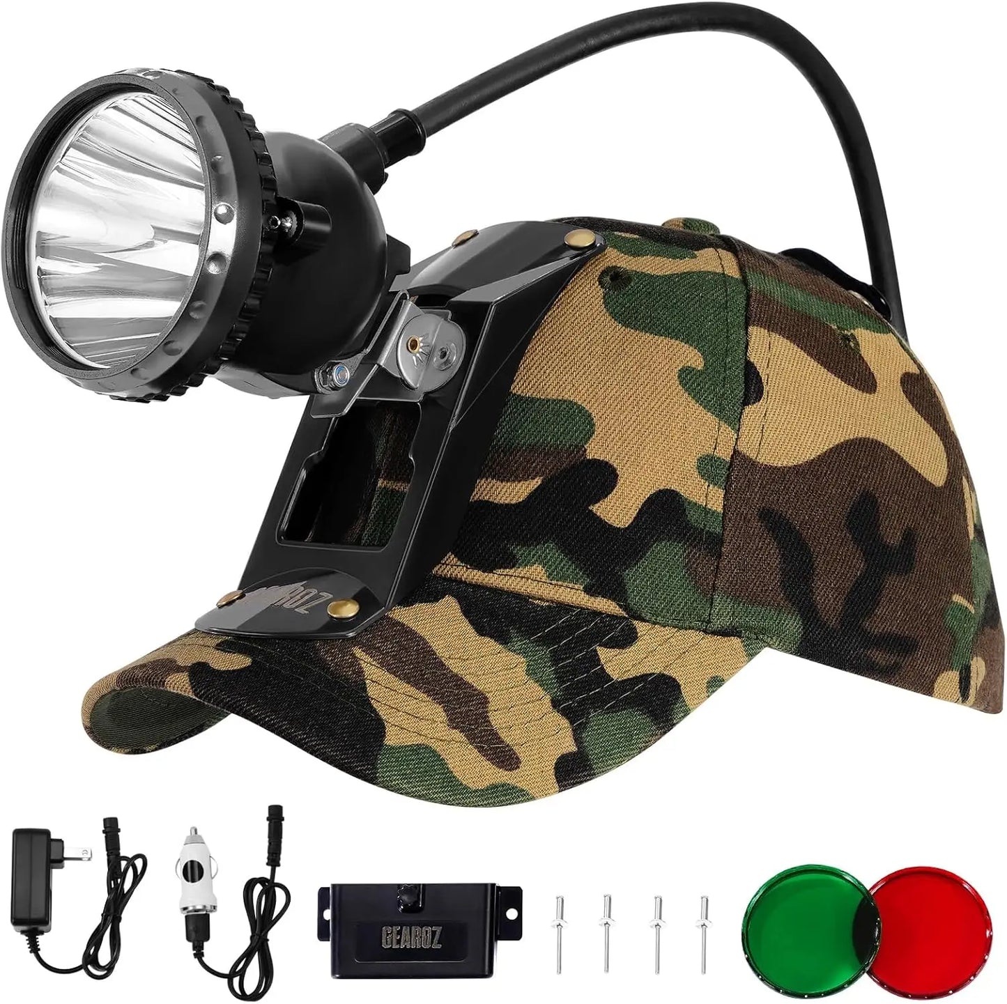 10W Coon Hunting Headlamp, 4 Modes, IPX5 Waterproof, 400 Lumens Rechargeable