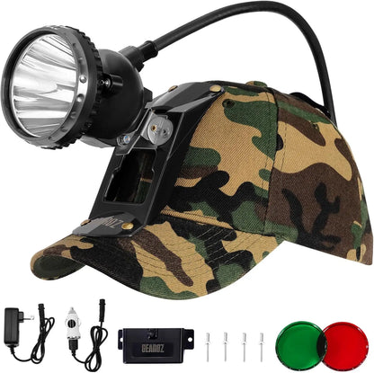 10W Coon Hunting Headlamp, 4 Modes, IPX5 Waterproof, 400 Lumens Rechargeable