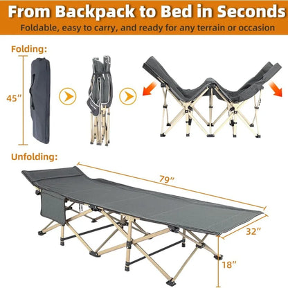 Foldable Camping Cot for Sleeping with Reinforced Aluminum