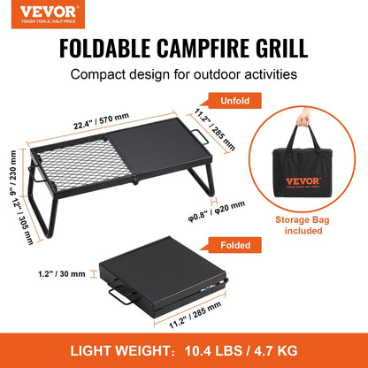Folding 22.4 Portable Camping Grates Over Fire Pit
