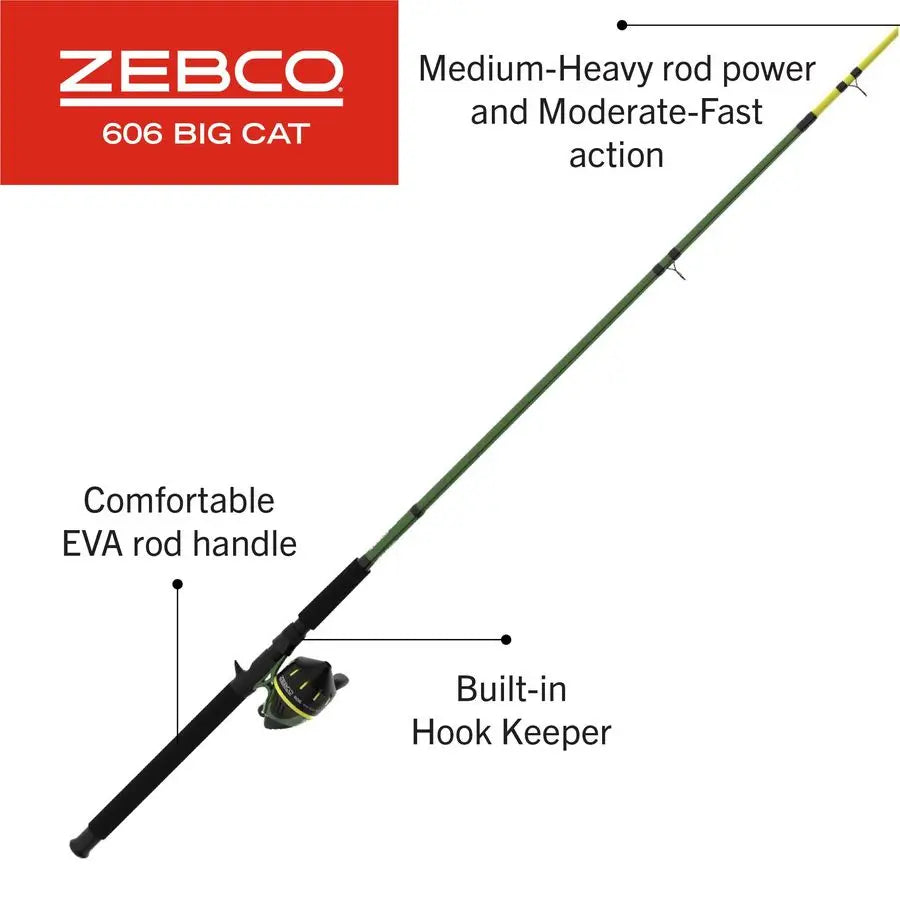 606 Big Cat Spin cast Reel and Fishing Rod Combo, 7Foot 2Piece Telescopic Rod