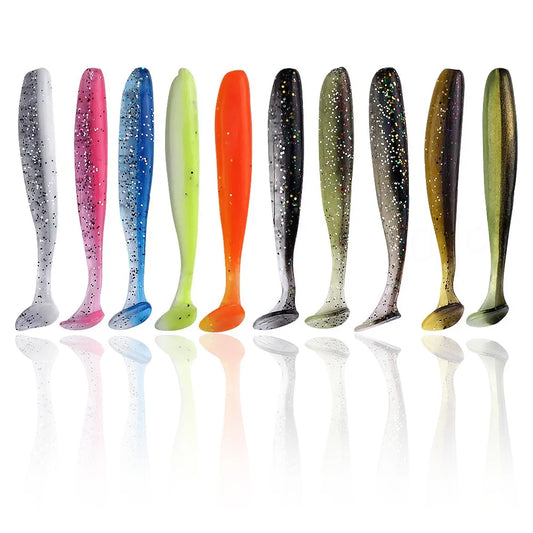 10Pcs 9cm Fishing Lures T Tail Worm Soft Bait Plastic