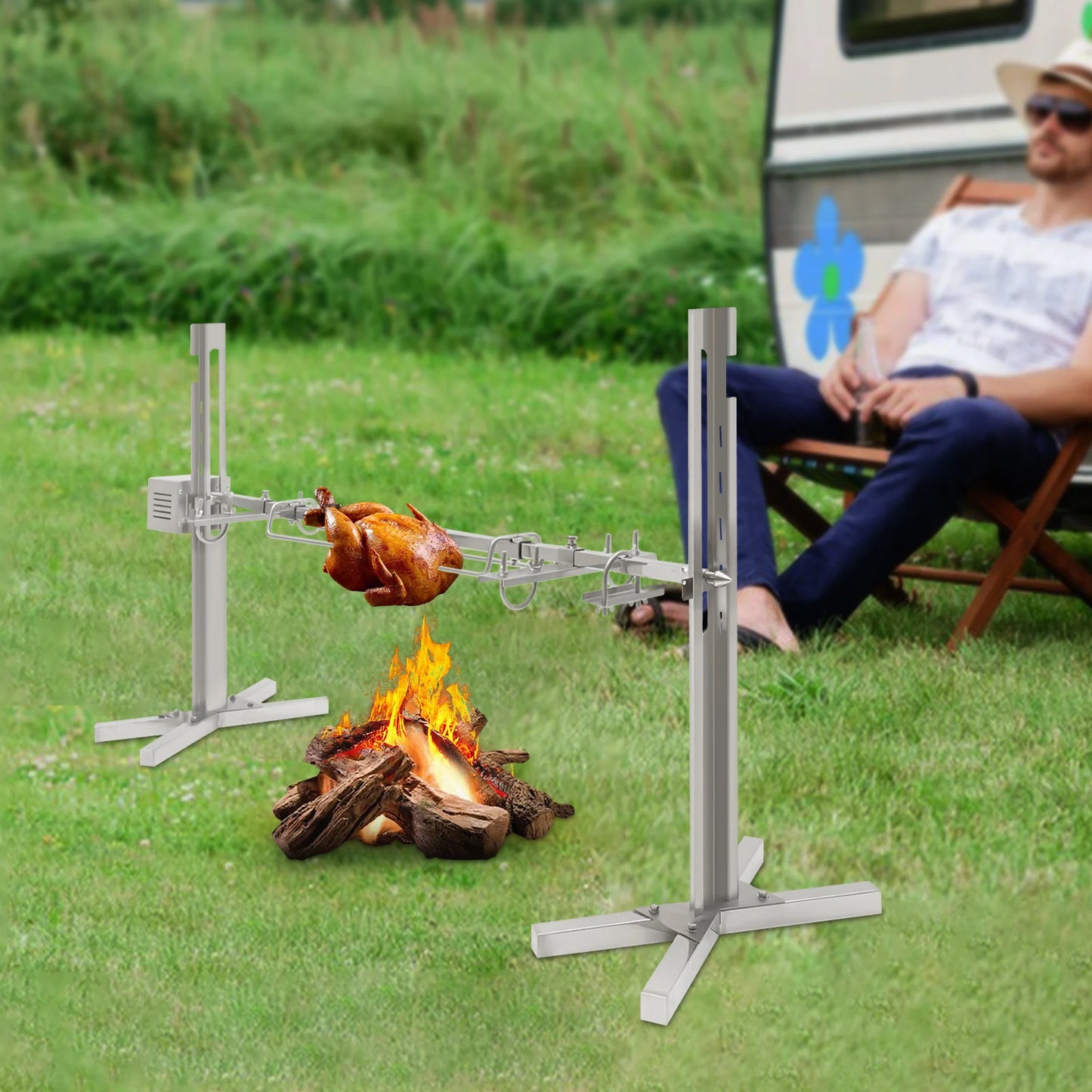 Electric Stainless Steel Rotisserie Grill 360-degree Rotation