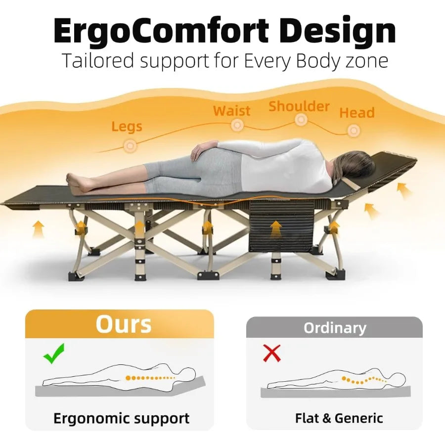 Foldable Camping Cot for Sleeping with Reinforced Aluminum