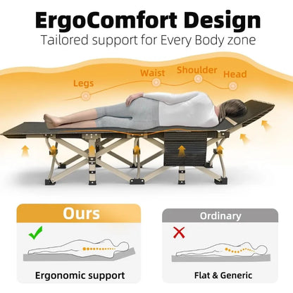 Foldable Camping Cot for Sleeping with Reinforced Aluminum