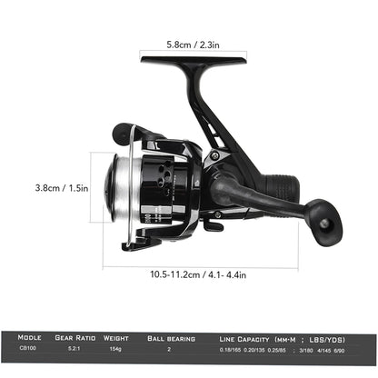 1.5m Telescopic Fishing Rod Spinning Reel Set with Hooks Soft Lures Barrel Swivels Storage Bag
