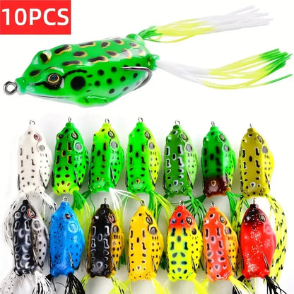 10pcs Frog Shape Lure with Fishing Hooks 3D Eyes