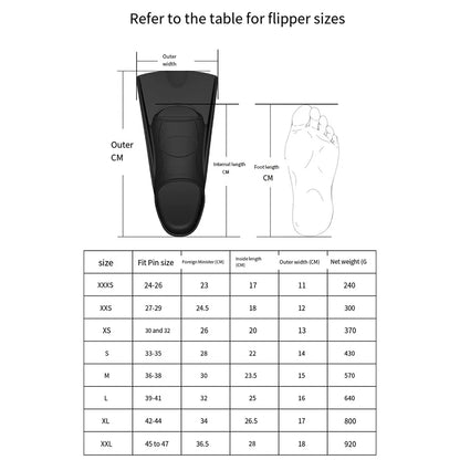 Snorkel Fins Short Men, women, Kids Flippers Equipment Set
