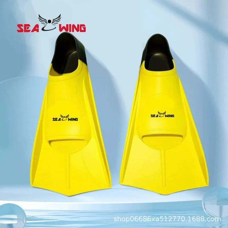Swimming training with fins wrapped around the feet design