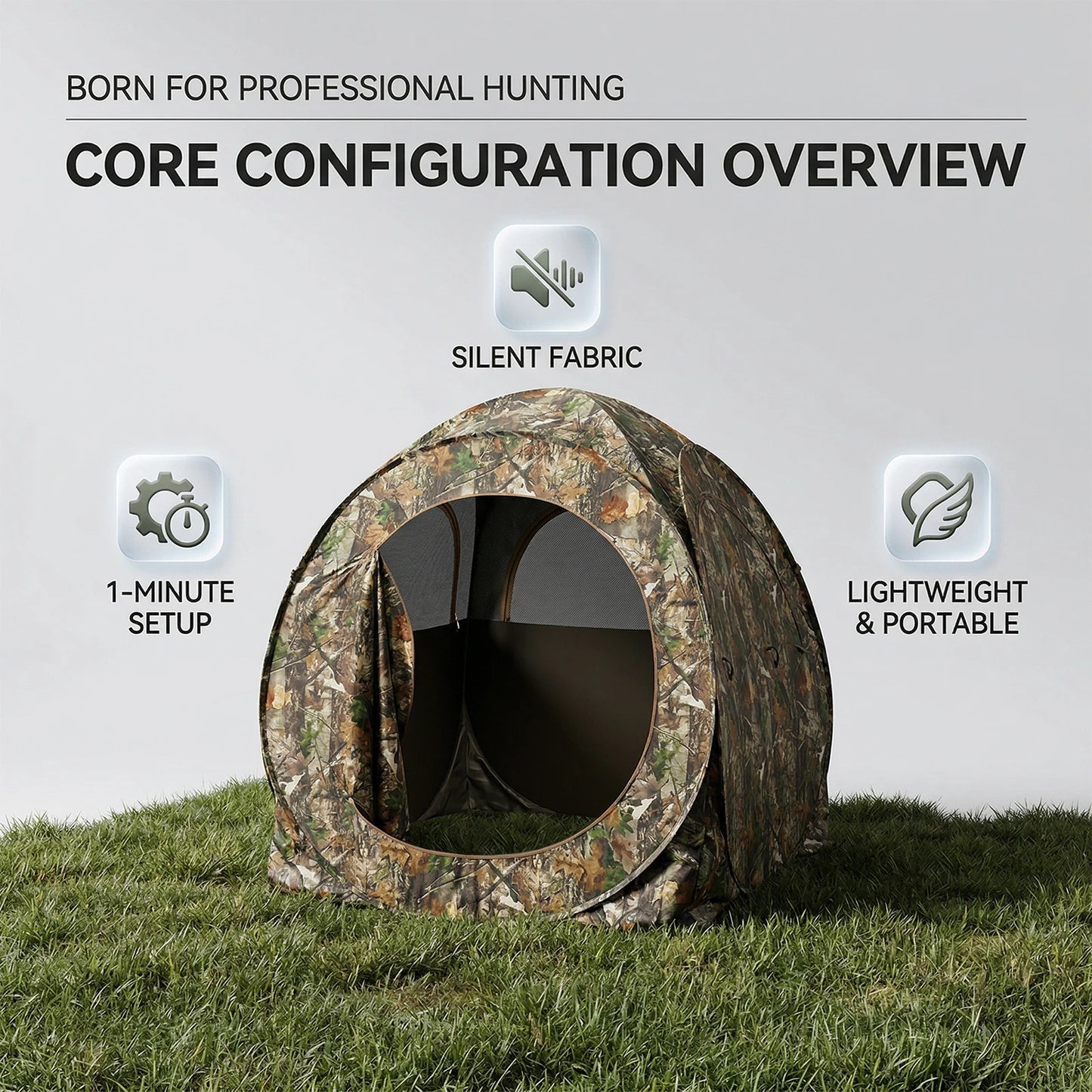 Camo Pop-Up Hunting Blind Ground Shelter for Deer Turkey Duck Hunting