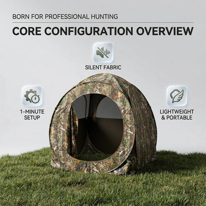 Camo Pop-Up Hunting Blind Ground Shelter for Deer Turkey Duck Hunting